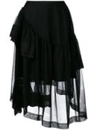 Simone Rocha - Pleated Asymmetric Skirt - Women - Cotton/polyamide/polyester/viscose - 6, Black, Cotton/polyamide/polyester/viscose