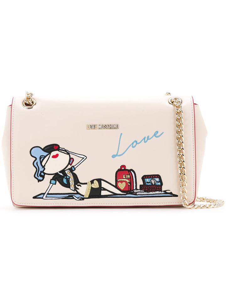 Love Moschino - Doll Embroidery Shoulder Bag - Women - Polyurethane - One Size, White, Polyurethane