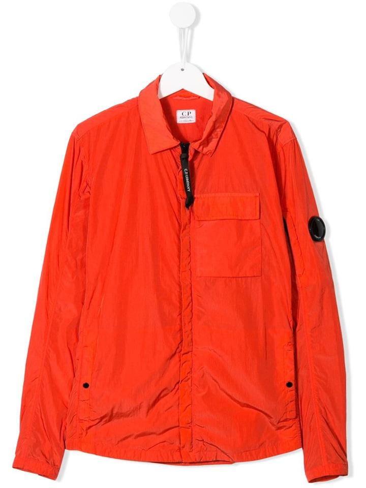 Cp Company Kids Teen Logo Plaque Jacket - Red