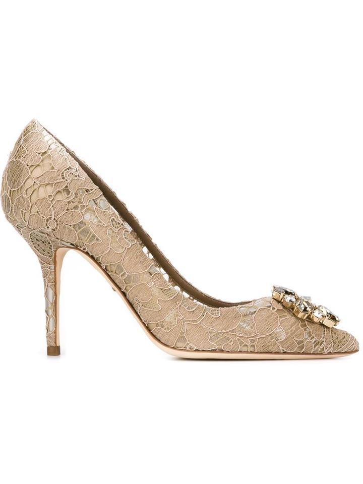 Dolce & Gabbana Belluci Pumps, Women's, Size: 38.5, Nude/neutrals, Viscose/leather/metal Other