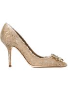Dolce & Gabbana Belluci Pumps, Women's, Size: 38.5, Nude/neutrals, Viscose/leather/metal Other