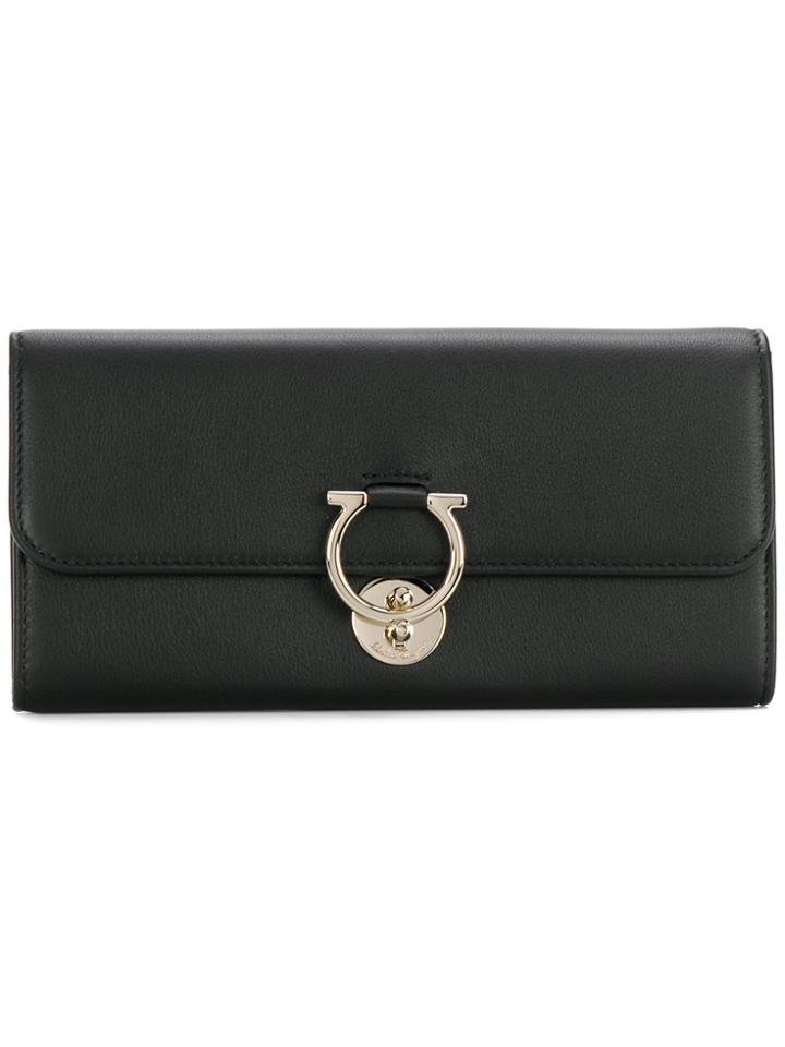 Salvatore Ferragamo Gancio Clasp Wallet - Black