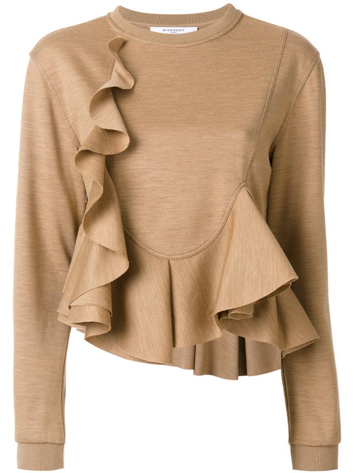 Givenchy Frill Flared Knitted Top - Brown