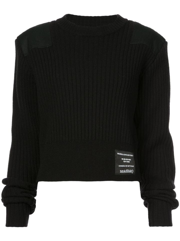 Proenza Schouler Pswl Care Label Patch Crewneck Sweater - Black