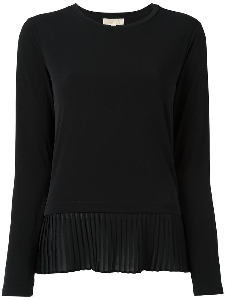 Michael Michael Kors Pleated Hem Blouse, Women's, Size: Small, Black, Cotton/polyester/spandex/elastane