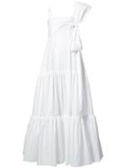 Rochas Bow Detail Maxi-dress, Women's, Size: 40, White, Cotton/spandex/elastane
