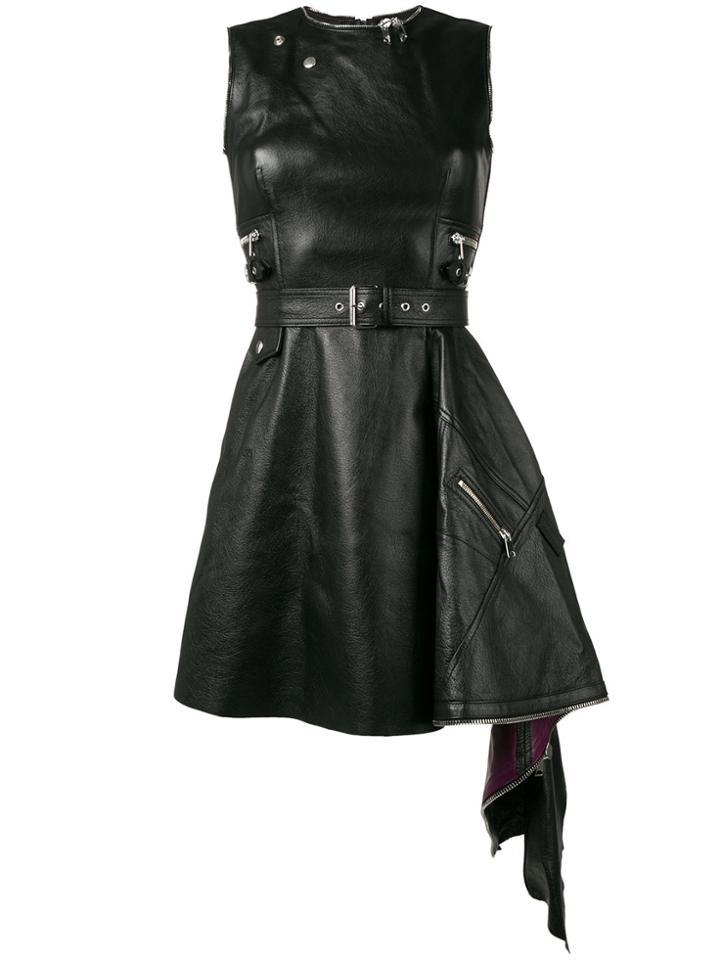 Alexander Mcqueen Belted Biker Dress - Black