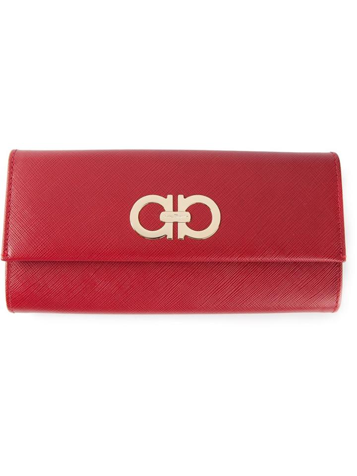 Salvatore Ferragamo Gancini Flap Wallet - Red