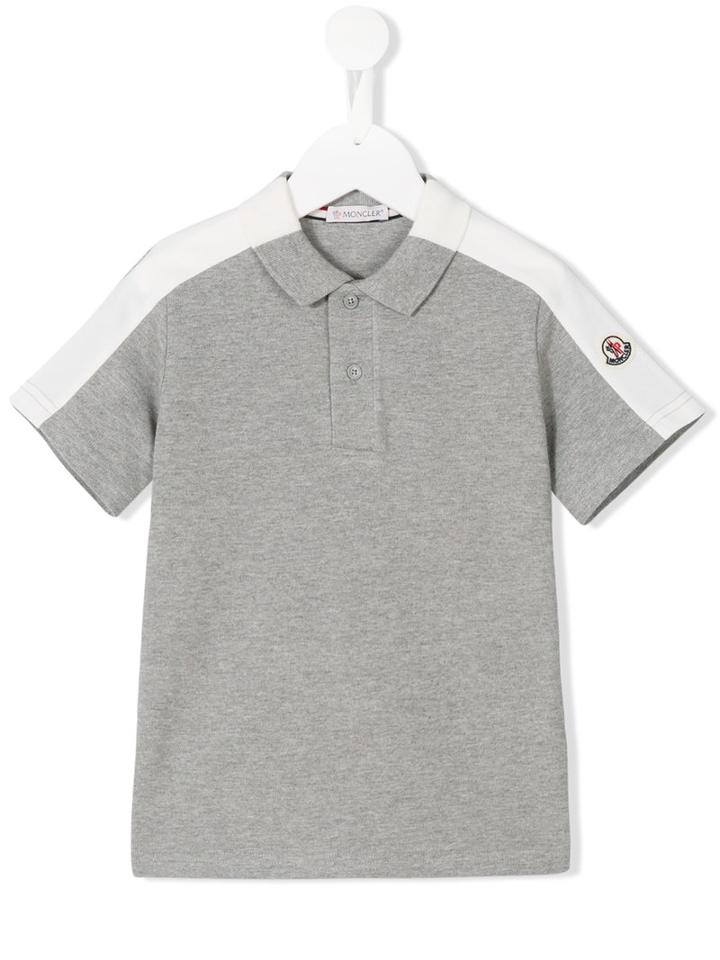 Moncler Kids Two Tone Polo Shirt, Boy's, Size: 6 Yrs, Grey