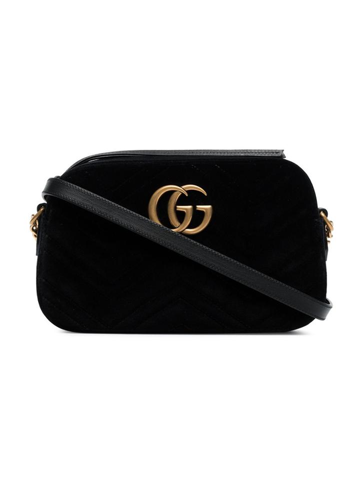 Gucci Black Marmont Small Velvet Camera Bag