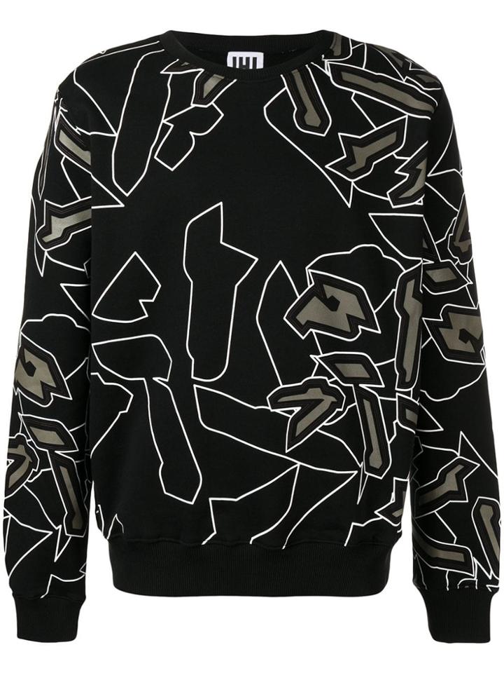 Les Hommes Urban Abstract Graphic Print Sweatshirt - Black