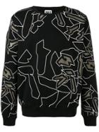 Les Hommes Urban Abstract Graphic Print Sweatshirt - Black