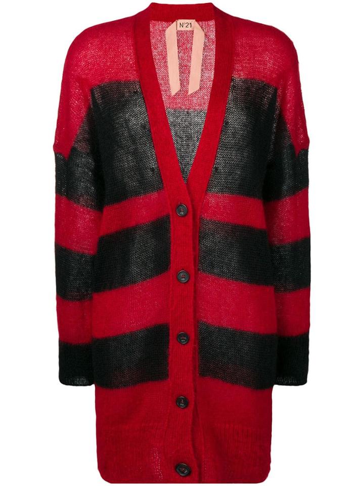 No21 Striped Oversized Cardigan - Red