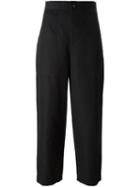 Helmut Lang Loose-fit Cropped Trousers, Women's, Size: 4, Black, Cotton/linen/flax