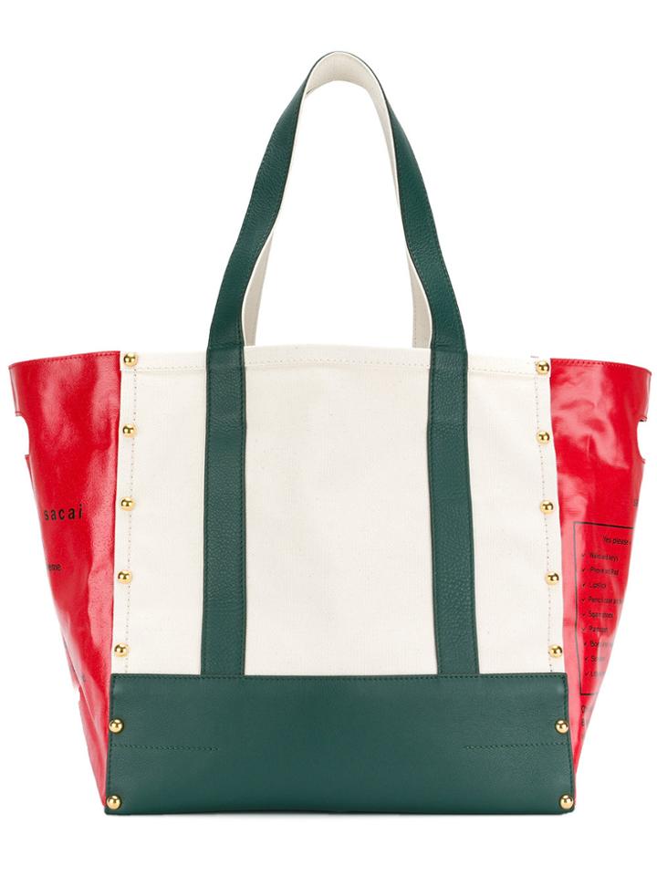 Sacai Large Printed Tote Bag - Nude & Neutrals