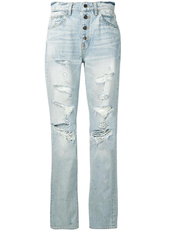 Amiri Distressed Straight Fit Jeans - Blue