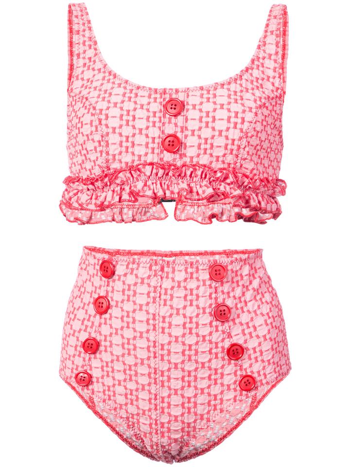 Lisa Marie Fernandez Colby Ruffle High-waist Bikini - Red