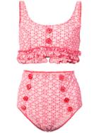 Lisa Marie Fernandez Colby Ruffle High-waist Bikini - Red