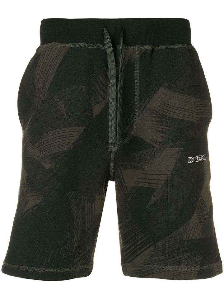 Diesel Patterned Track Shorts - Black