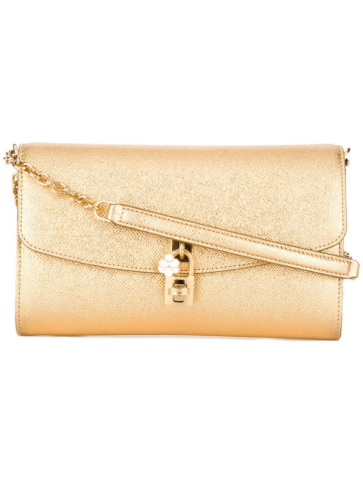 Dolce & Gabbana Chain Shoulder Bag, Women's, Yellow/orange, Calf Leather