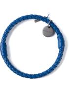 Bottega Veneta Intrecciato Bracelet, Adult Unisex, Size: M, Blue, Lamb Skin/brass