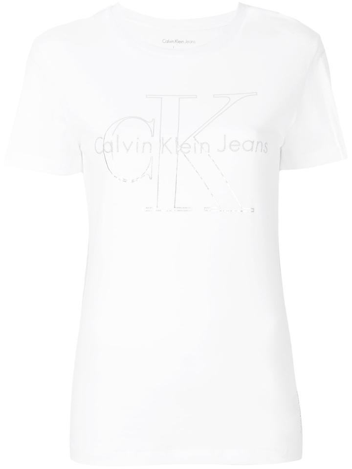 Ck Jeans Embroidered Logo T-shirt - White