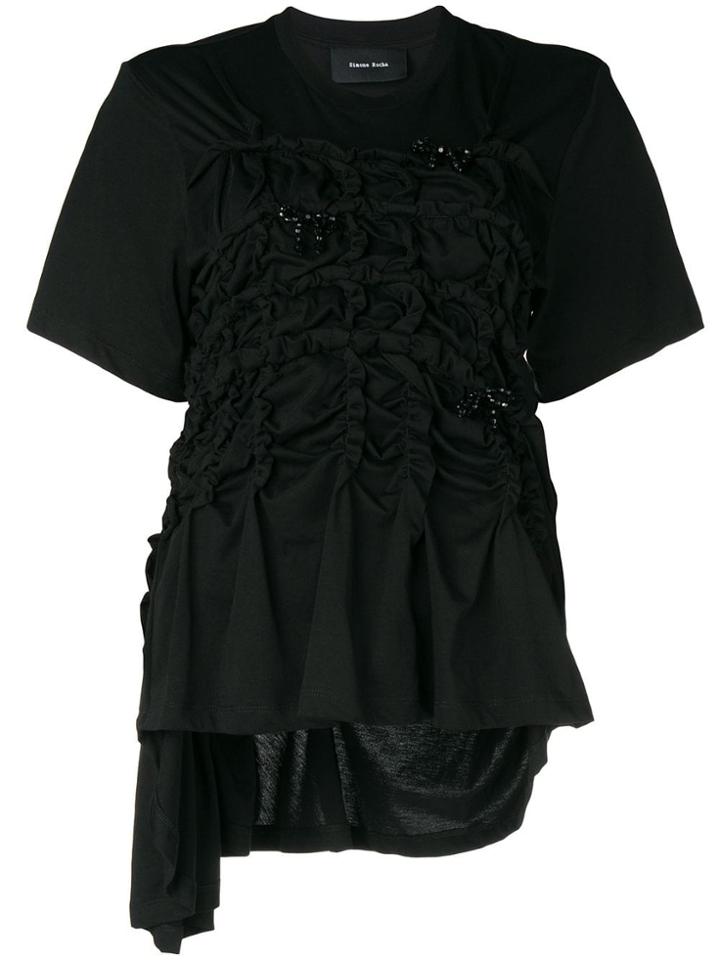 Simone Rocha Ruched Appliqué T-shirt - Black