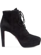 Prada Lace Up Ankle Boots - Black