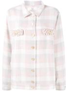 Natasha Zinko Pearl Embellished Check Shirt, Women's, Size: 38, Pink/purple, Polyester/polyacrylic/other Fibers/wool