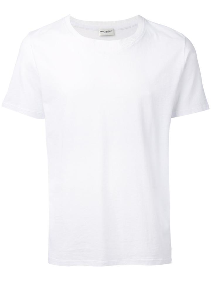 Saint Laurent - Ribbed Collar T-shirt - Men - Cotton - M, White, Cotton