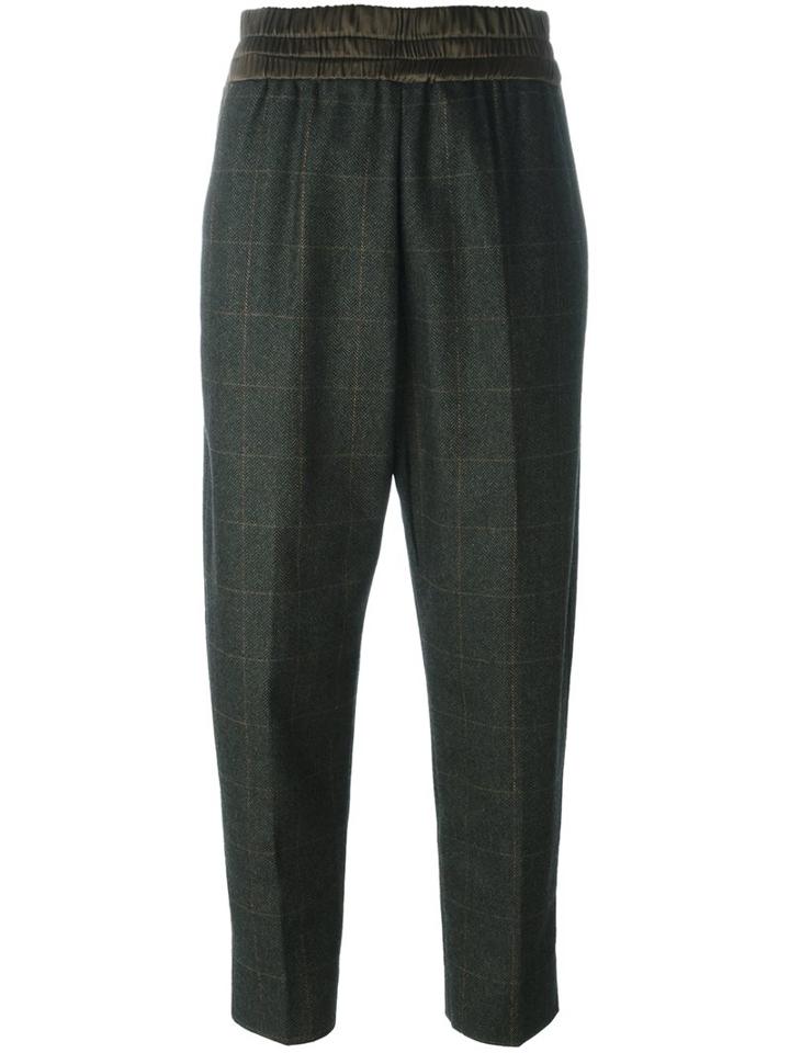 Antonio Marras Plaid Tapered Cropped Trousers, Women's, Size: 40, Green, Polyamide/acetate/wool