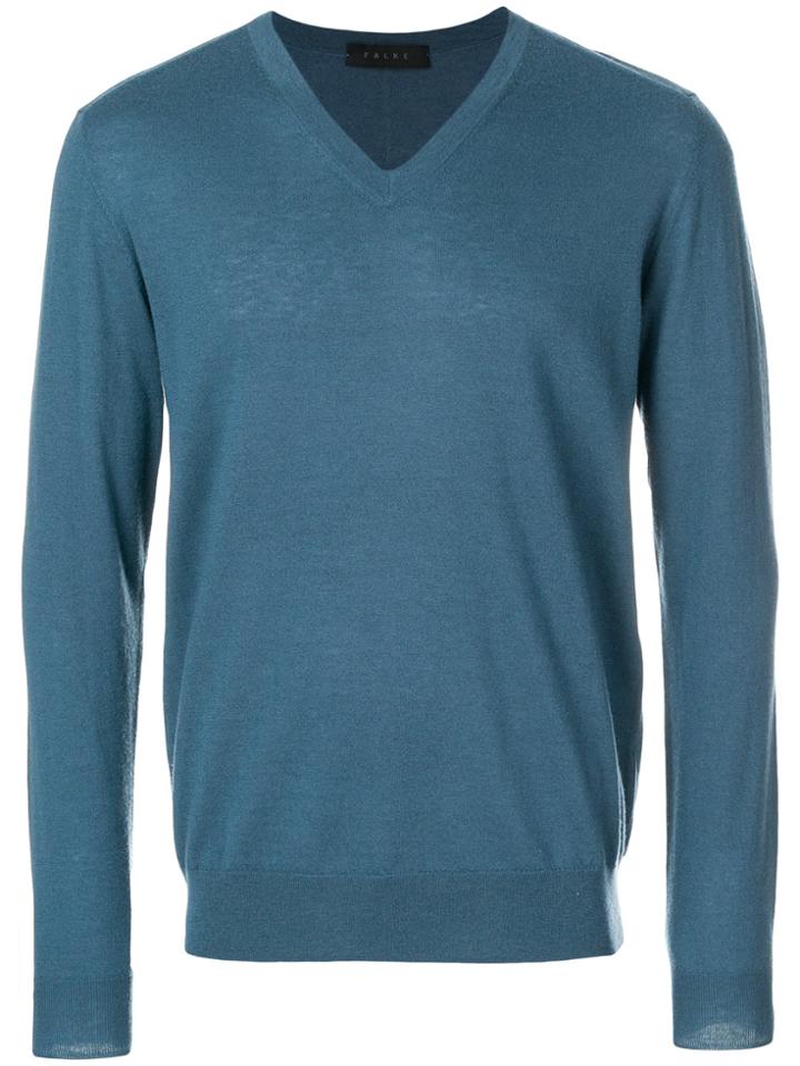 Falke Cashmere V-neck Jumper - Blue