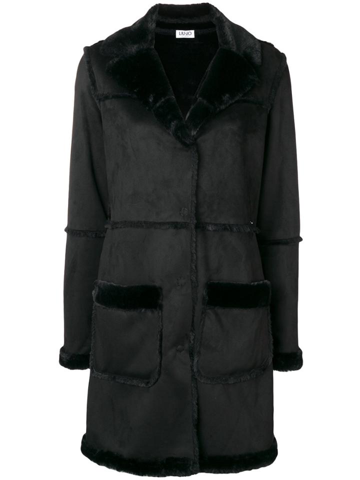 Liu Jo Faux Shearling Coat - Black