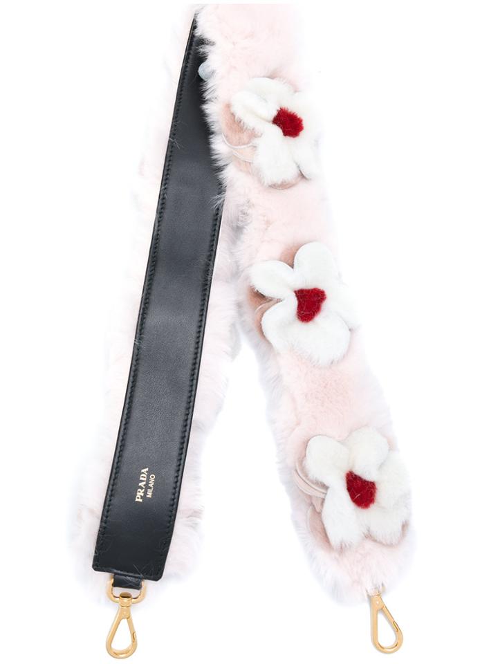 Prada Daisy Rabbit Fur Bag Strap - Pink & Purple