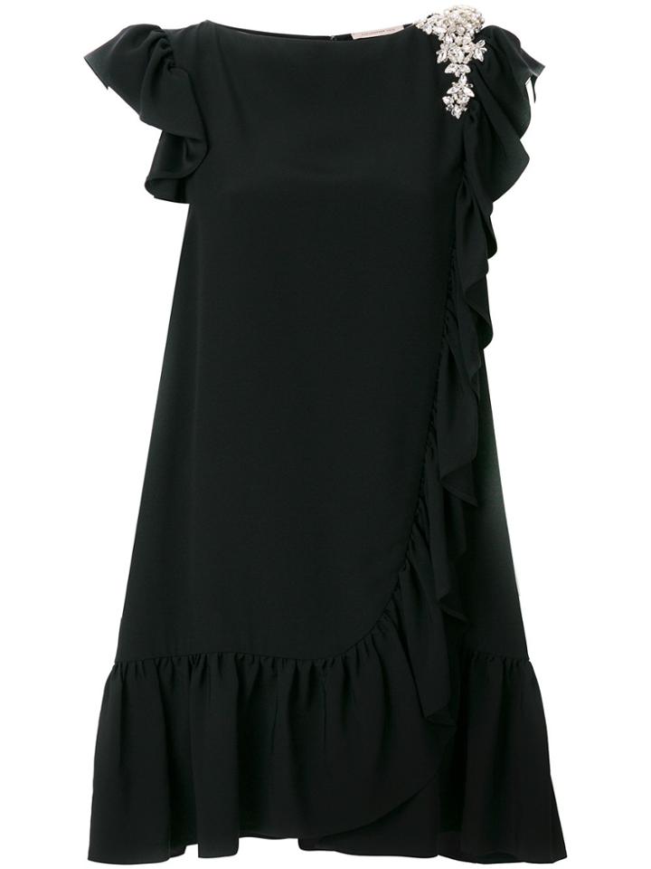 Christopher Kane Crystal Frill Mini Dress - Black