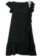 Christopher Kane Crystal Frill Mini Dress - Black