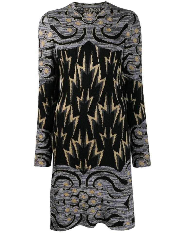 Alberta Ferretti Knitted Lightning Bolt Dress - Grey