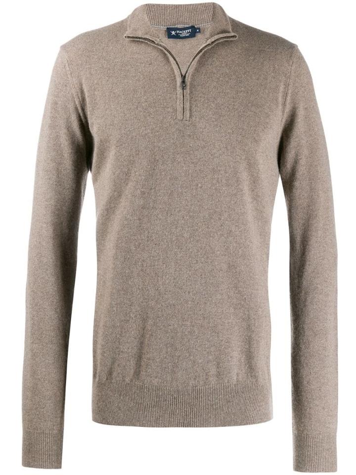 Hackett Front Zipped Jumper - Brown