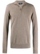 Hackett Front Zipped Jumper - Brown