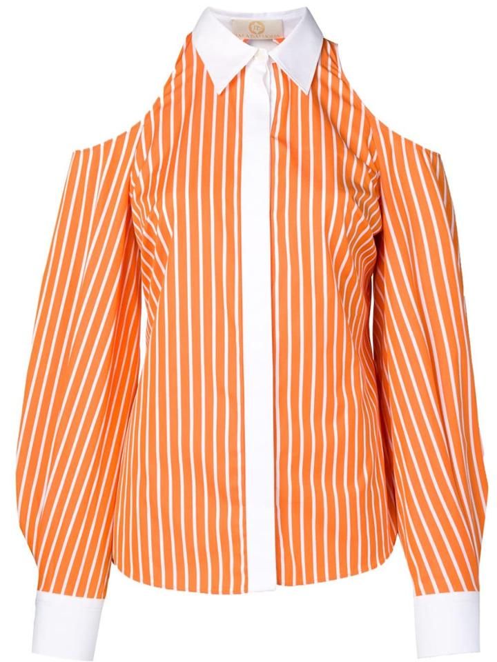 Sara Battaglia Striped Collared Shirt - Orange