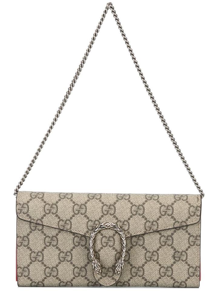 Gucci Logo Print Clutch, Women's, Nude/neutrals, Calf Leather