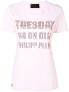 Philipp Plein Embellished Slogan T-shirt - Pink