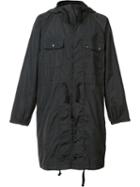 Engineered Garments Grid Print Midi Parka, Men's, Size: Medium, Black, Polyester