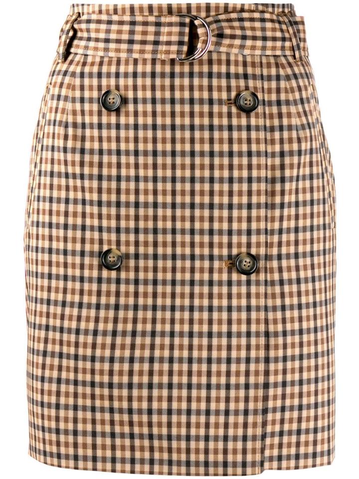 Baum Und Pferdgarten Check Double-breasted Mini Skirt - Neutrals