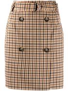 Baum Und Pferdgarten Check Double-breasted Mini Skirt - Neutrals