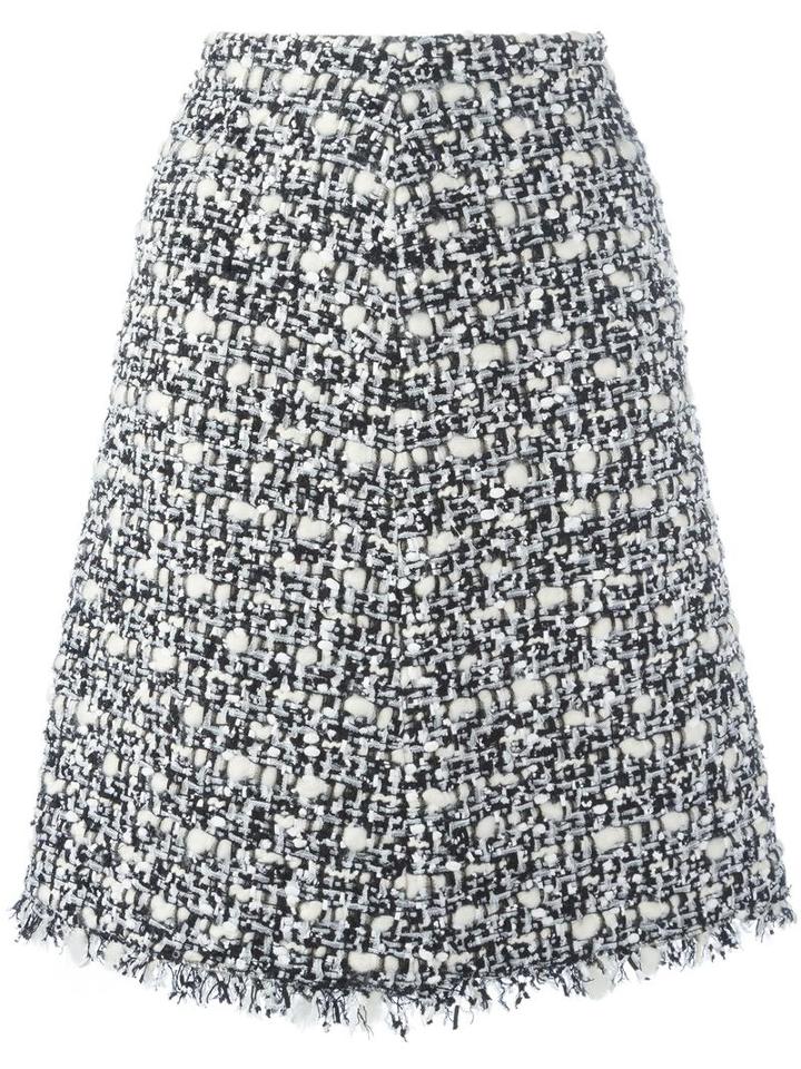 Giambattista Valli Frayed Hem Skirt, Women's, Size: 46, Black, Silk/cotton/virgin Wool
