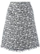 Giambattista Valli Frayed Hem Skirt, Women's, Size: 46, Black, Silk/cotton/virgin Wool