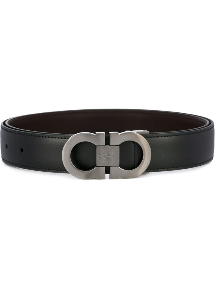 Salvatore Ferragamo Gancini Buckle Belt, Men's, Size: 105, Black, Leather/brass