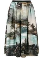 Antonio Marras - Landscape Pleated Midi Skirt - Women - Cotton/polyester/spandex/elastane/acetate - 44, Cotton/polyester/spandex/elastane/acetate