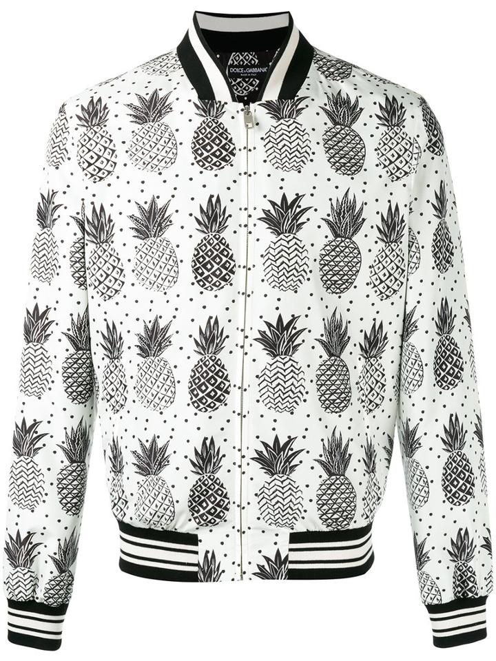 Dolce & Gabbana - Pineapple Print Bomber Jacket - Men - Polyester - 48, Black, Polyester